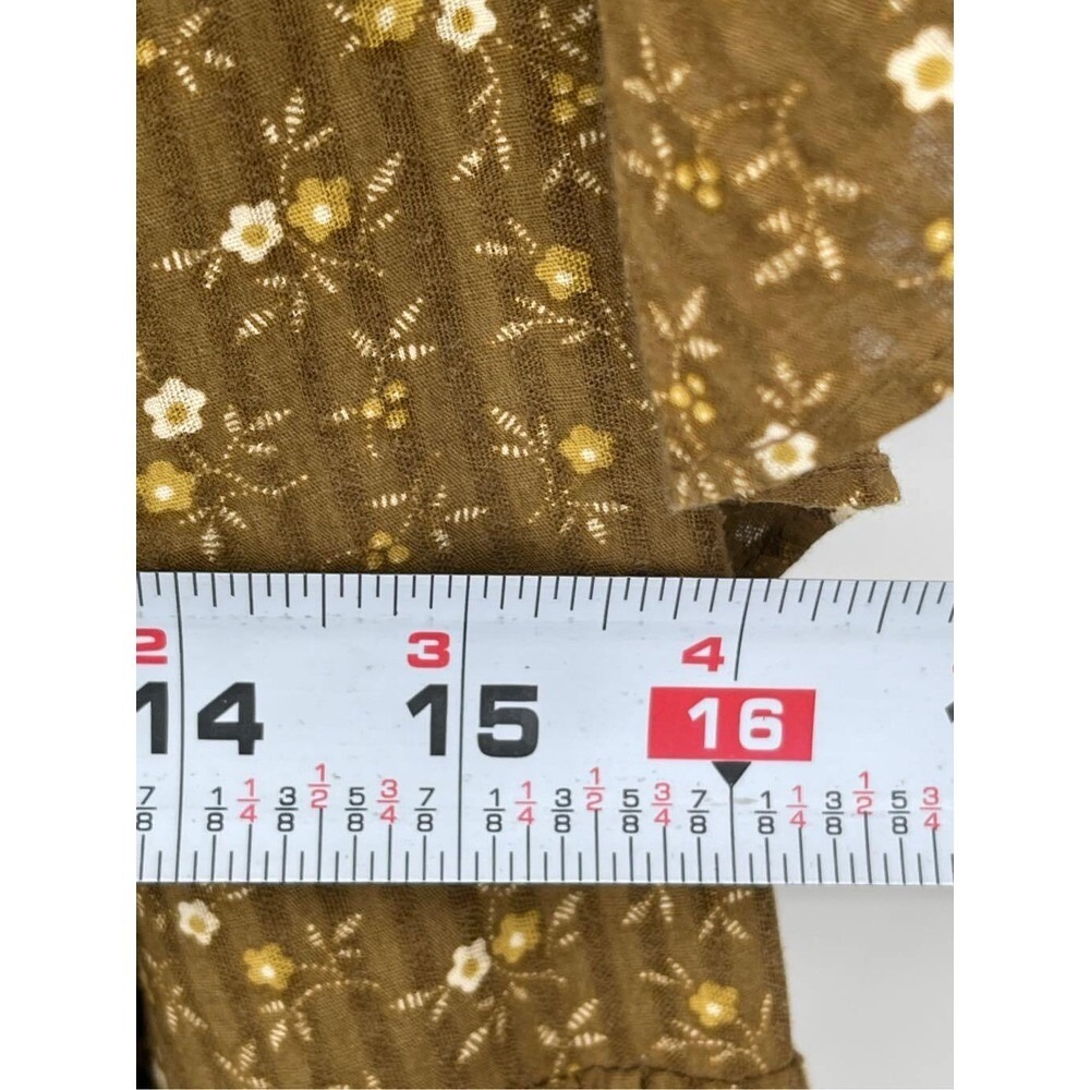 New Madewell Midi Dress Women Small Ruffle Prairie Cottagecore Brown Floral Boho - Picture 8 of 11